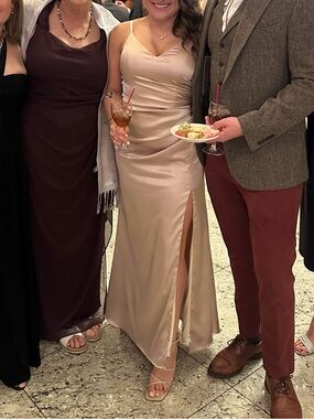 Revelry Rory Satin Dress, size 8 in Gold Champagne